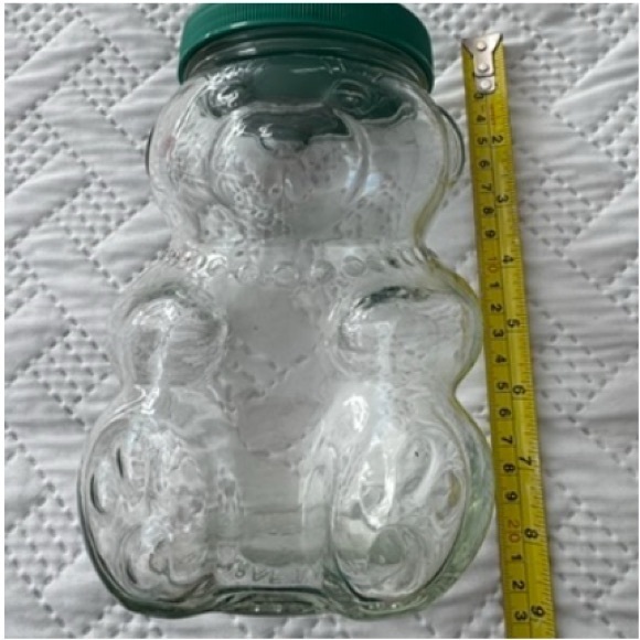 Kraft Glass Bear Peanut Butter 1980s Vintage Jars Red and Green Lids Piggy Bank - Picture 6 of 10